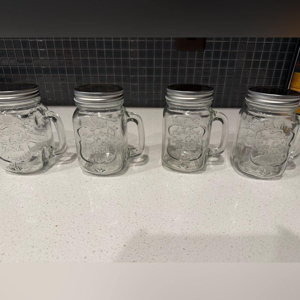 Set of 4 mason jar drink glasses
